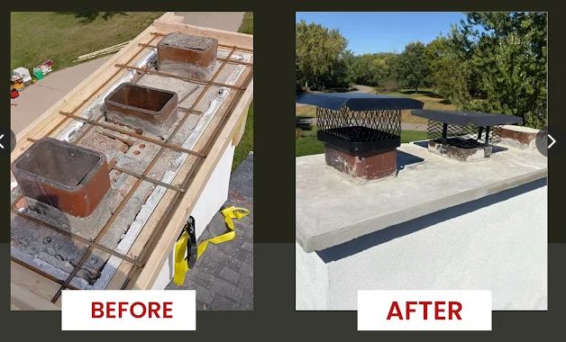 Chimney crown repair before and after in Pittsburgh PA