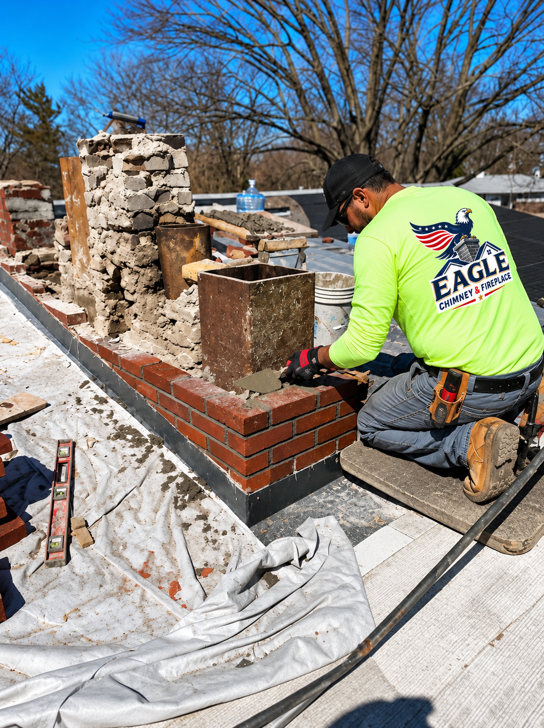Brick chimney masonry repair in Pittsburgh